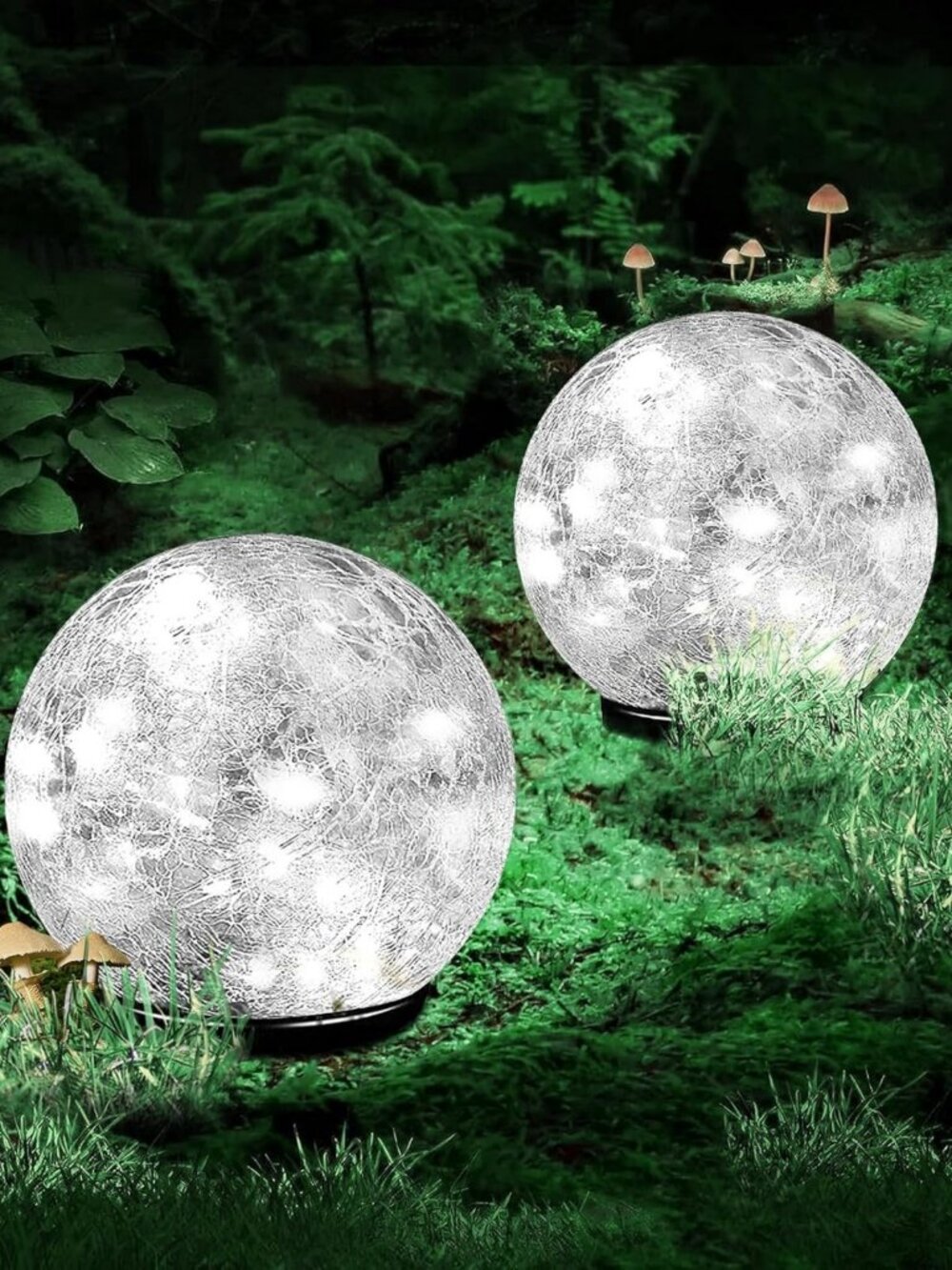 50 LED Waterproof Solar Garden Ball Lights - Cracked Glass Globe for Pathway